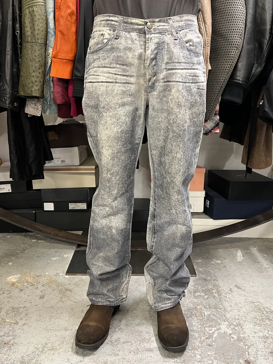 2000s Cavalli Overprint Faded Grey Pants - Image 2