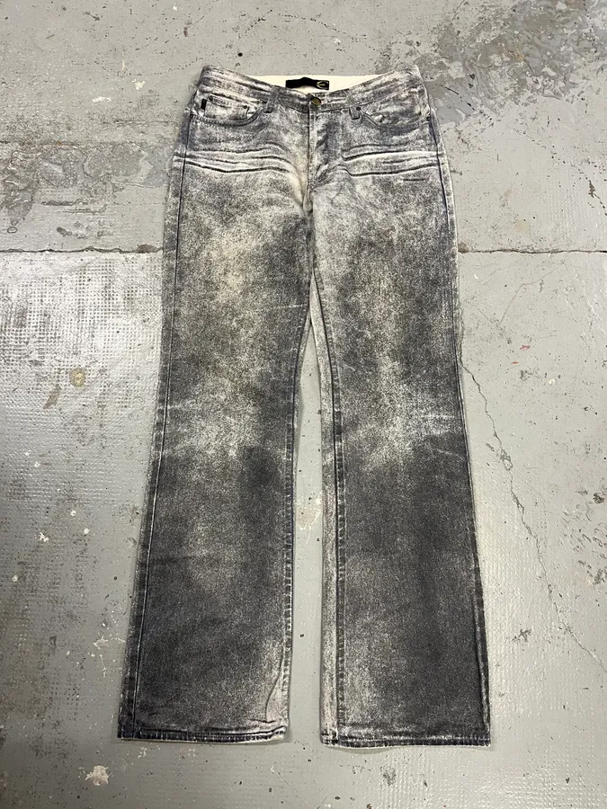 2000s Cavalli Overprint Faded Grey Pants - Image 3