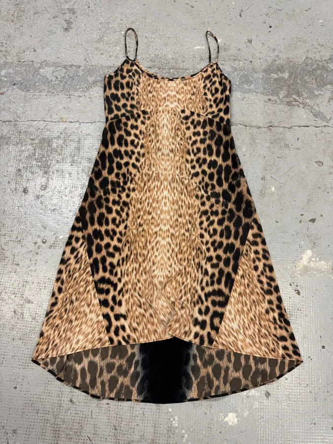 2000s Cavalli Panther Black Dress