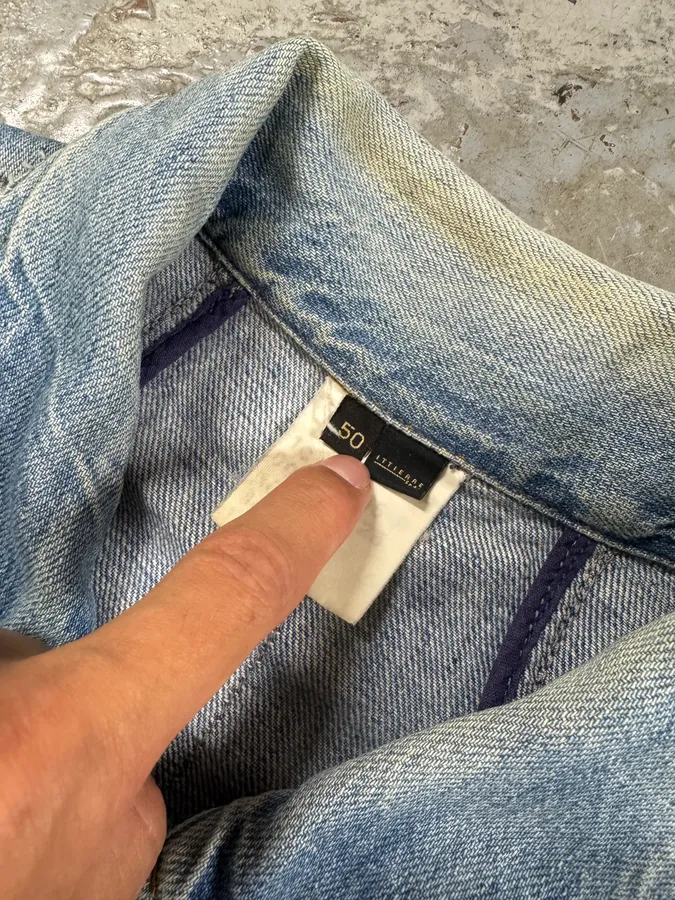 2000s Cavalli Patchwork Trompe L’Oeil Blue Denim Jacket - Image 7