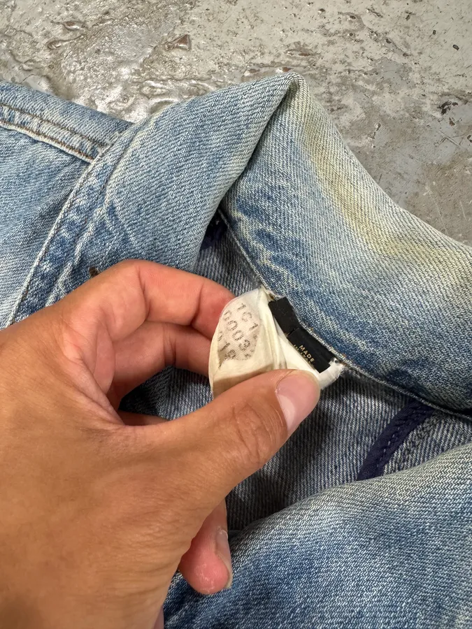 2000s Cavalli Patchwork Trompe L’Oeil Blue Denim Jacket - Image 8