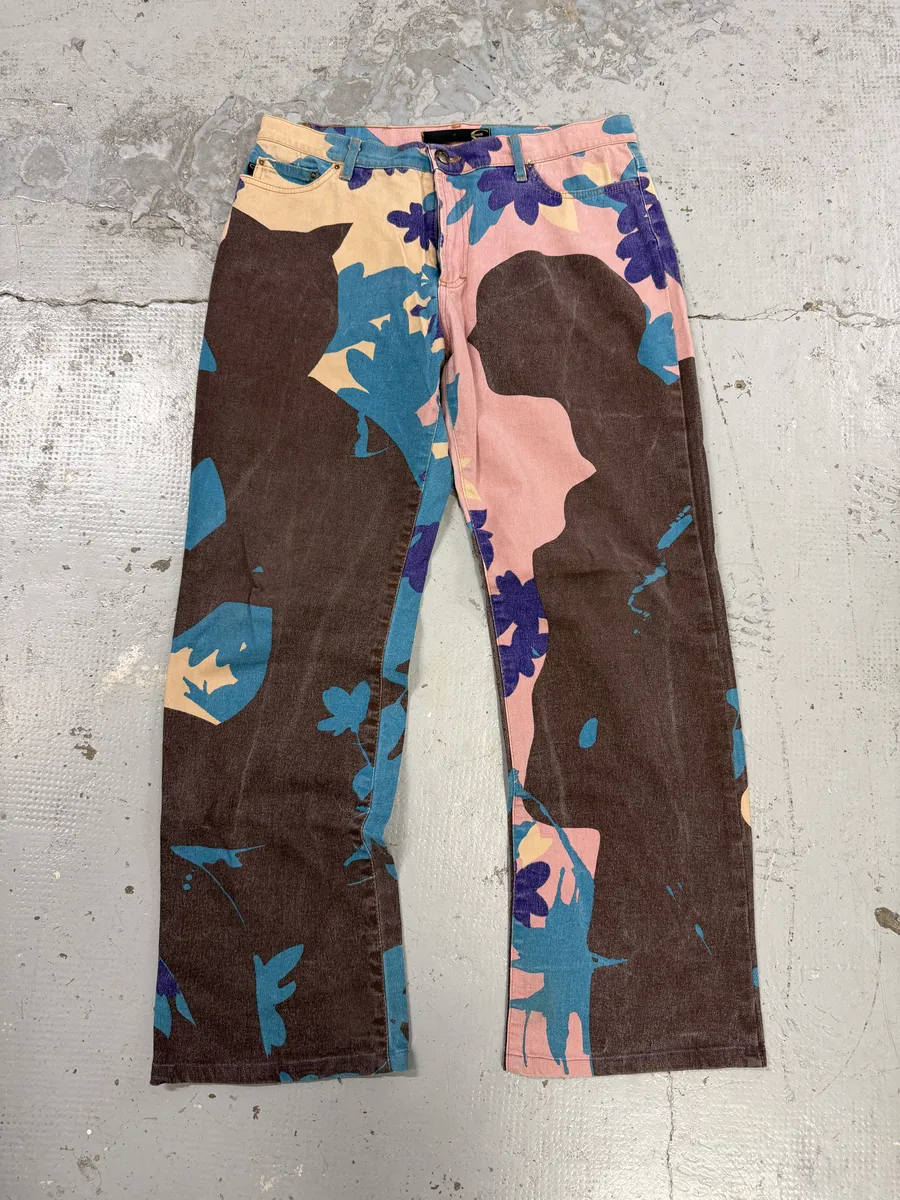 2000s Cavalli Pink & Blue Abstract Human Pants