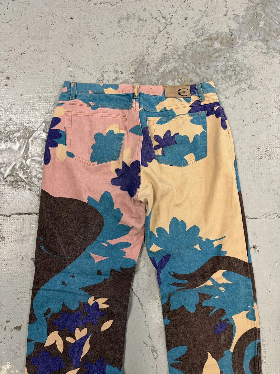 2000s Cavalli Pink & Blue Abstract Human Pants - Image 3