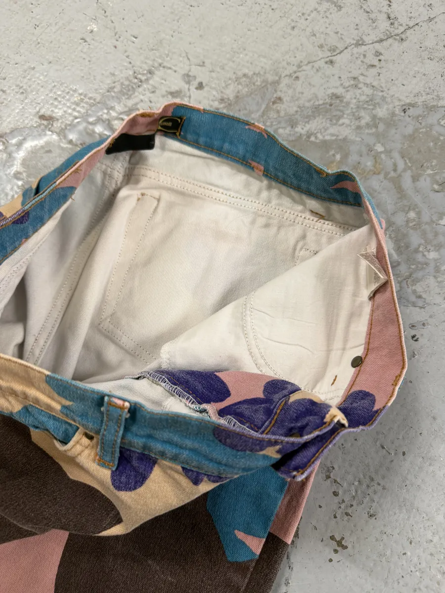 2000s Cavalli Pink & Blue Abstract Human Pants - Image 8