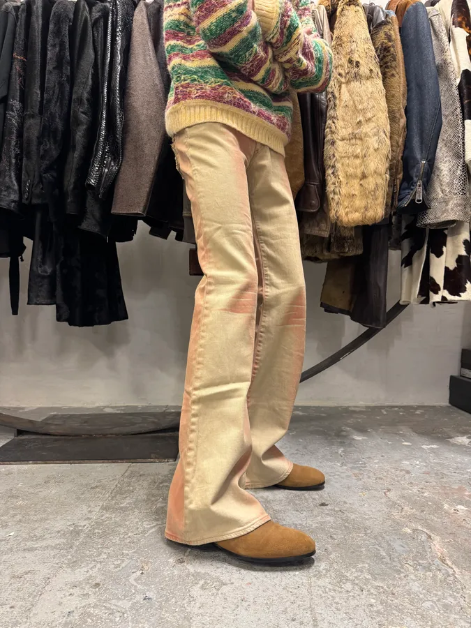 2000s Cavalli Pink & White Overprint Bootcut Pants - Image 5