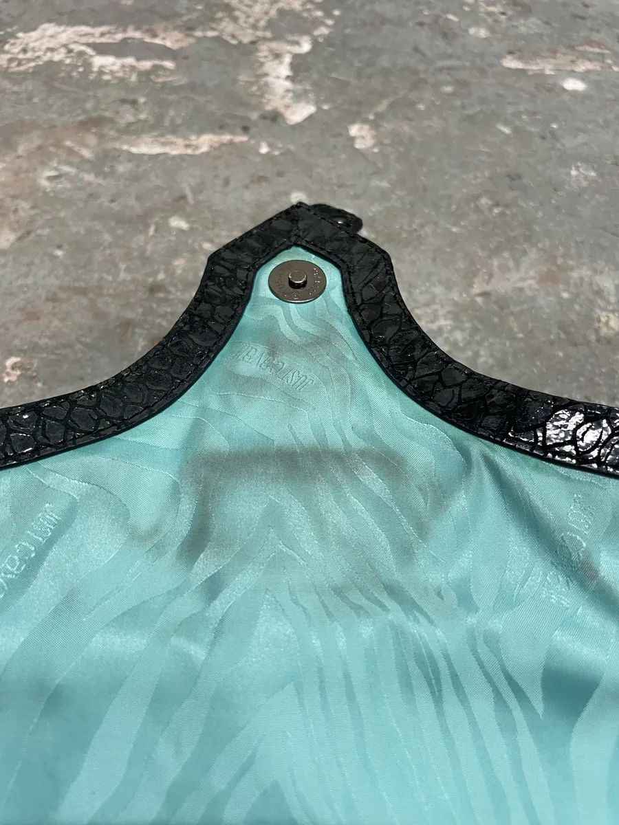 2000s Cavalli Pony Hair & Black Leather Python Effect Bag - Image 5