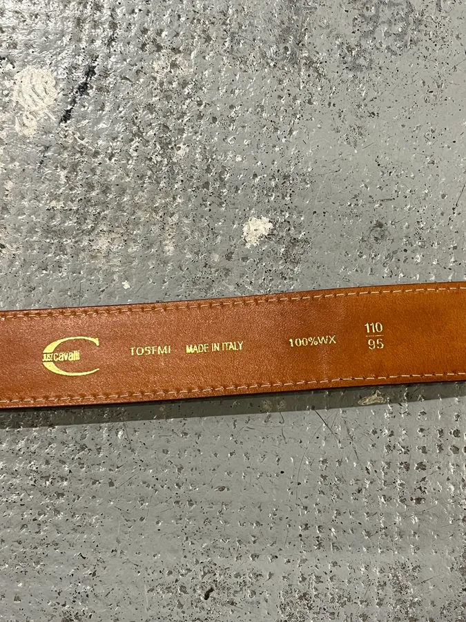 2000s Cavalli Purple Crocodile Effect Bee Leather Belt - Image 7