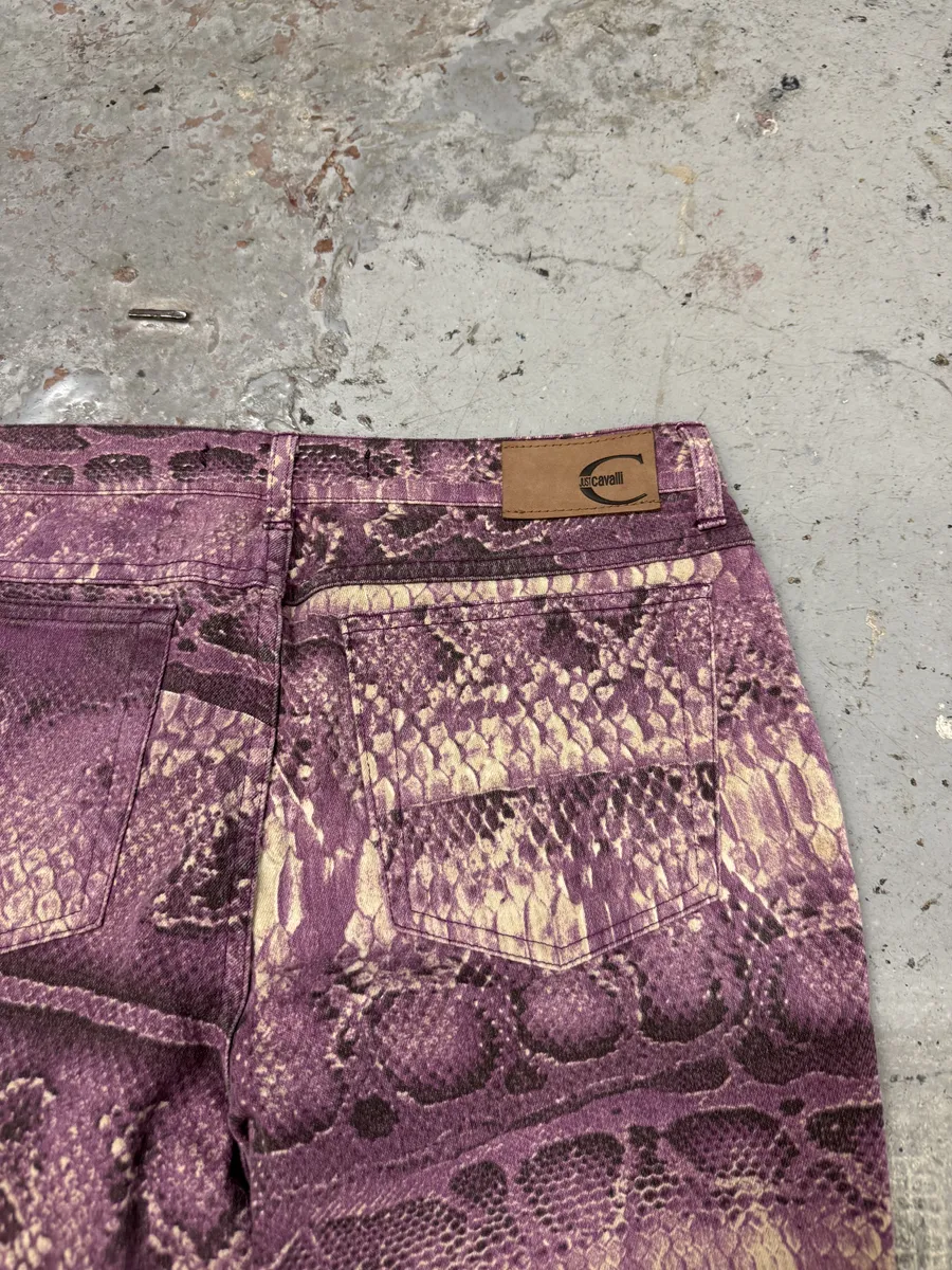 2000s Cavalli Purple Snakeskin Effect Python Pants - Image 7