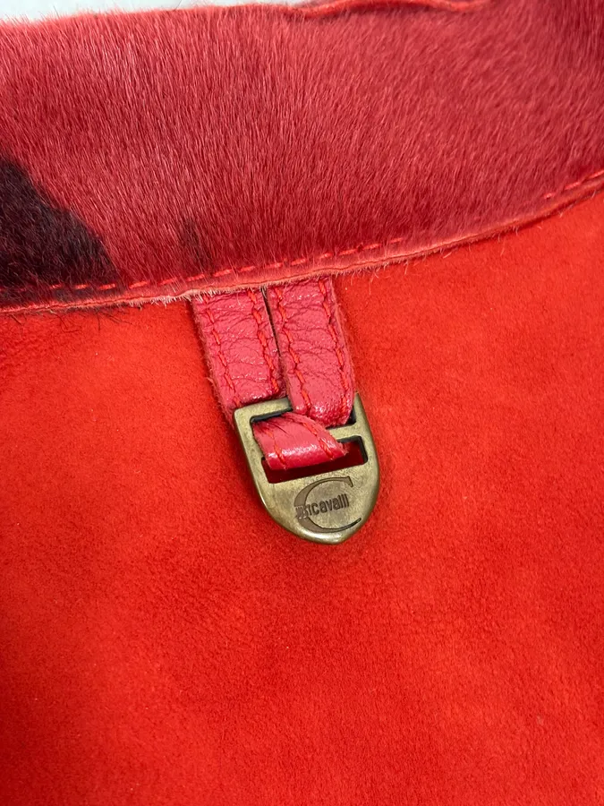 2000s Cavalli Red & Black Abstract Fur Blazer Jacket - Image 10