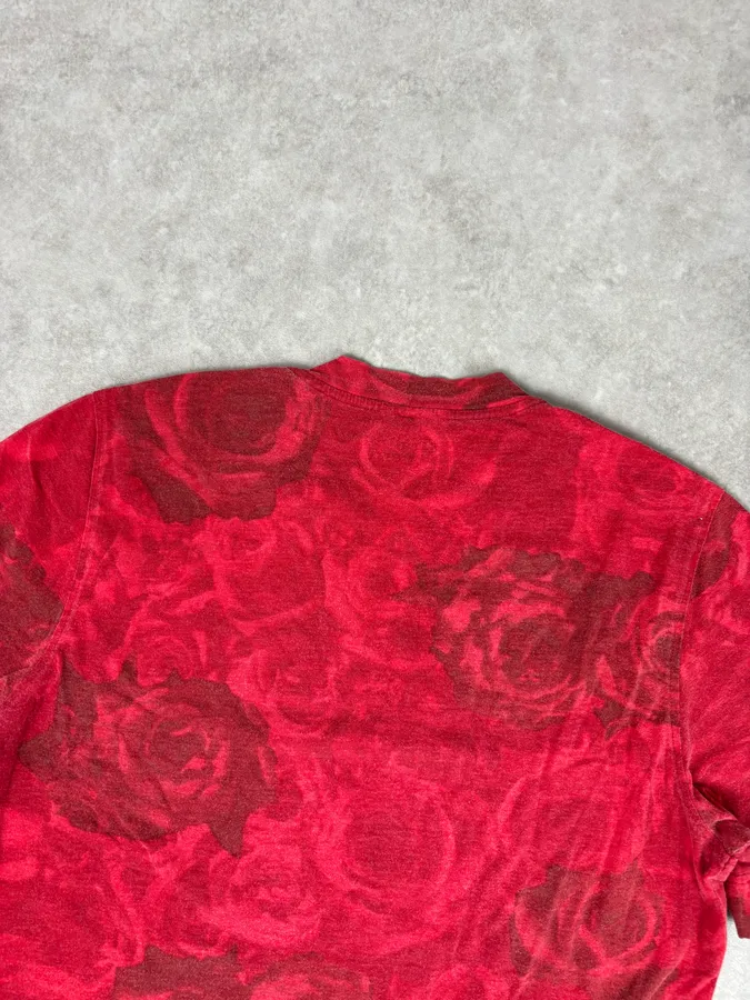 2000s Cavalli Red Blossom Rose Floral T-Shirt - Image 6