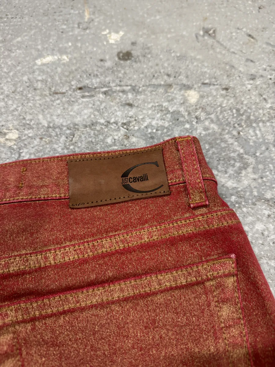 2000s Cavalli Red Distressed Faded Electric Pants - Image 10