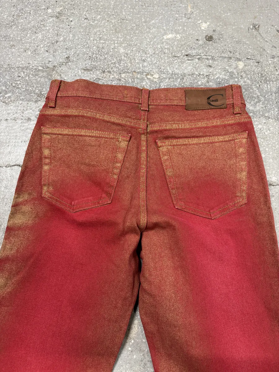 2000s Cavalli Red Distressed Faded Electric Pants - Image 6
