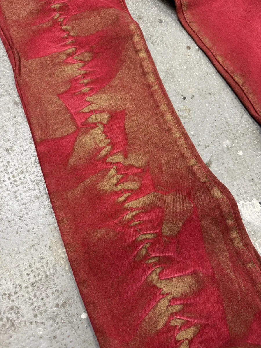 2000s Cavalli Red Distressed Faded Electric Pants - Image 7