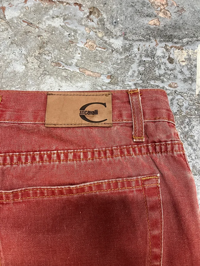 2000s Cavalli Red Faded Straight Pants - Image 8