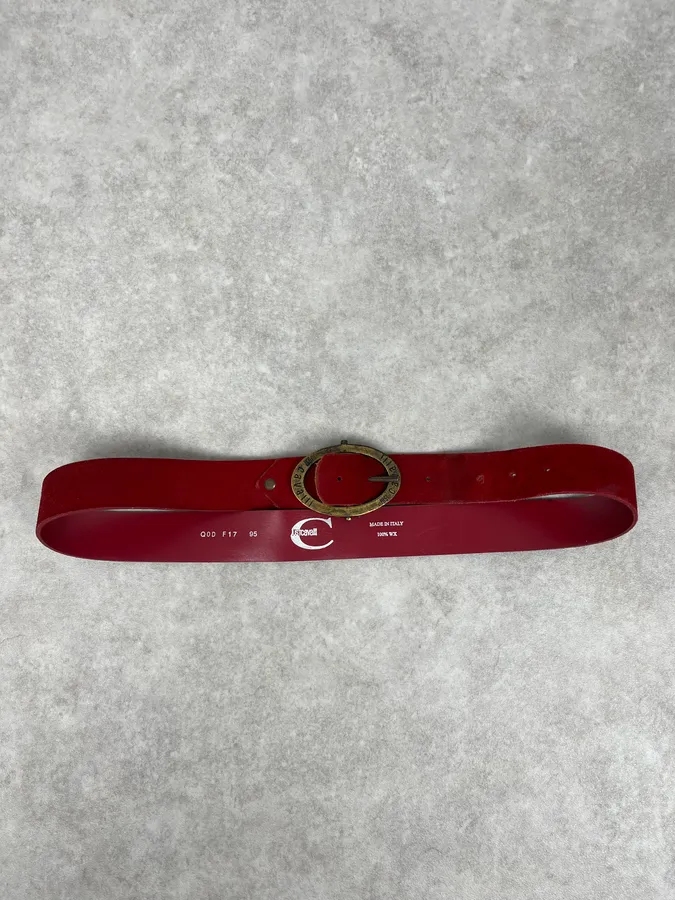2000s Cavalli Red Suede Leather Premium Belt - Image 3