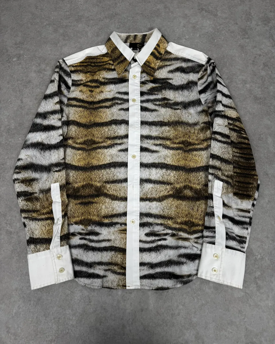 2000s Cavalli Safari White Savage Shirt