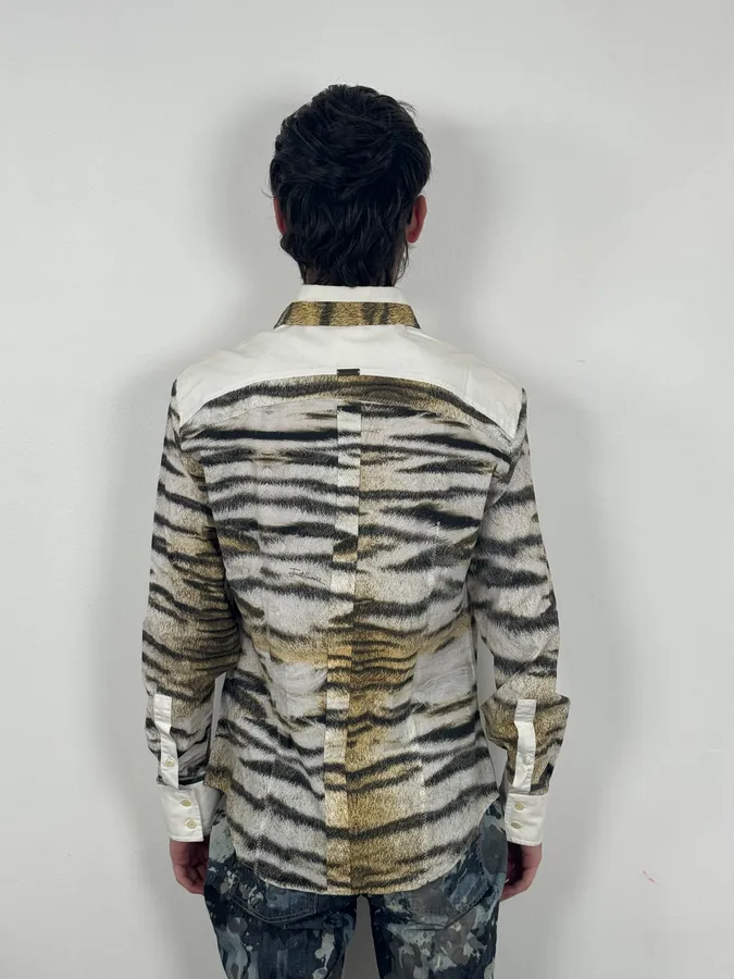 2000s Cavalli Safari White Savage Shirt - Image 3
