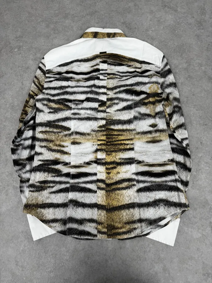 2000s Cavalli Safari White Savage Shirt - Image 4