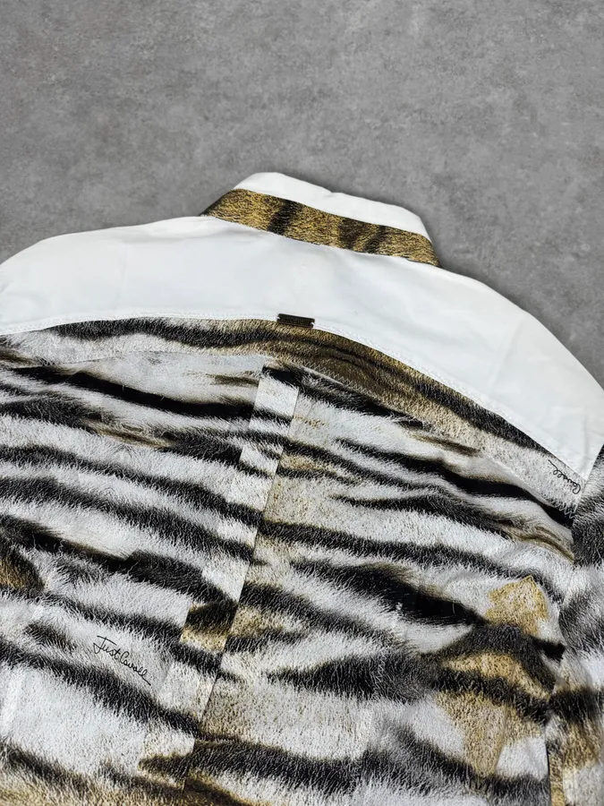 2000s Cavalli Safari White Savage Shirt - Image 6