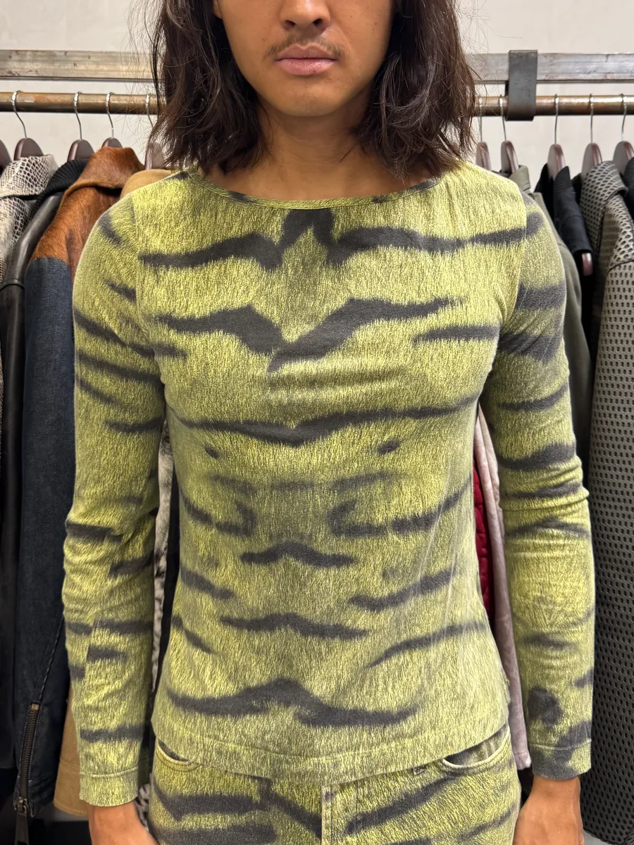 2000s Cavalli Safari Zebra Green Longsleeves - Image 2
