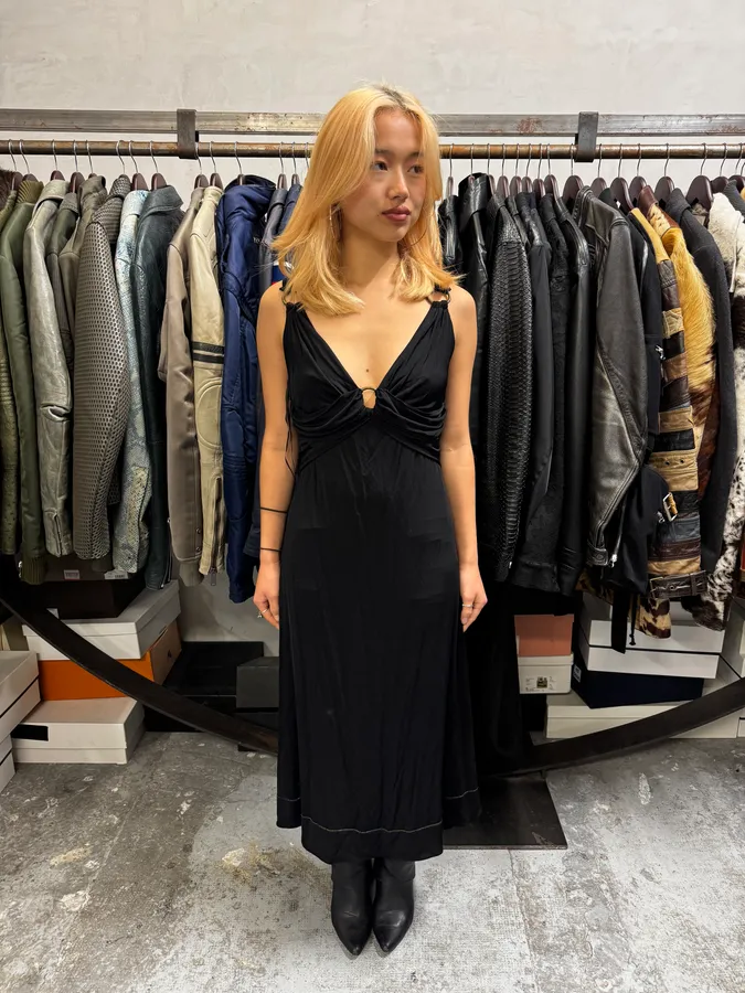 2000s Cavalli Sexy Long Black Dress - Image 2
