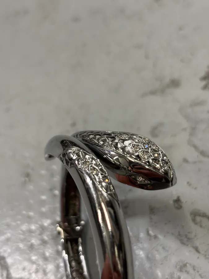 2000s Cavalli Silver Metal Snake Bracelet - Image 5
