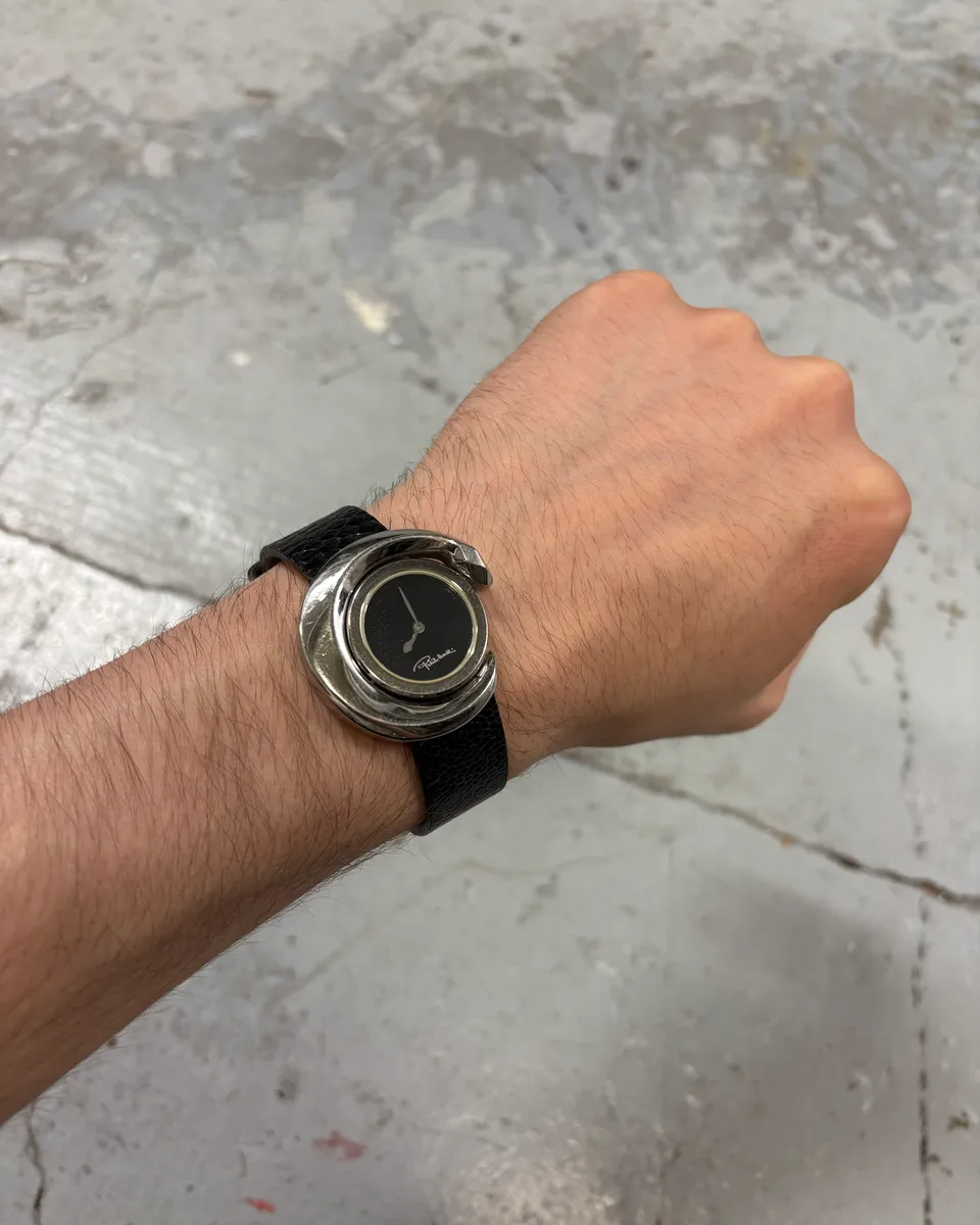 2000s Cavalli Snake Black Leather Watch
