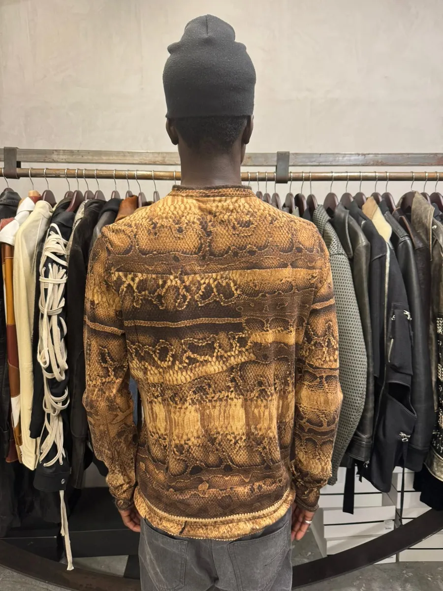2000s Cavalli Snakeskin Print Brown Longsleeves - Image 3