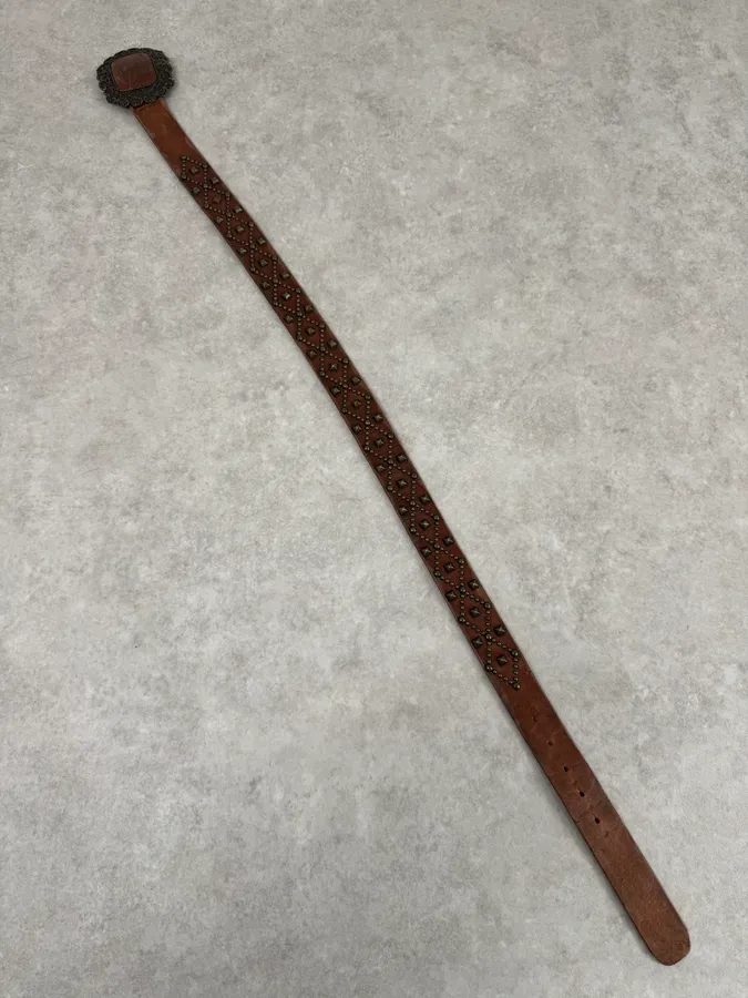 2000s Cavalli Studded Brown Leather Belt - Image 7