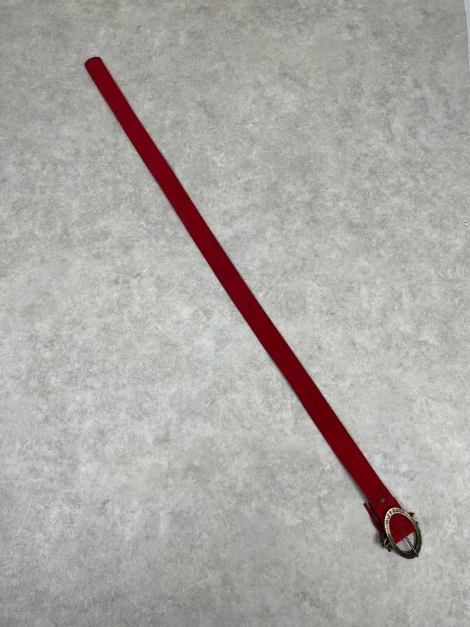 2000s Cavalli Suede Red Leather Belt - Image 4