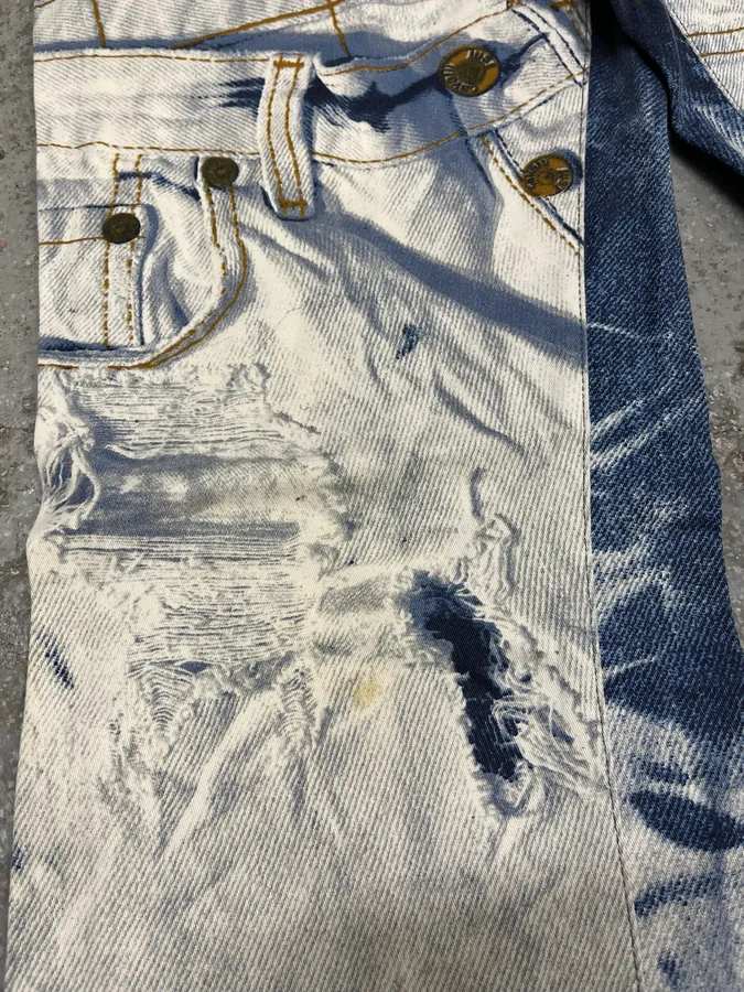 2000s Cavalli Trompe L’oeil Denim Pants - Image 6