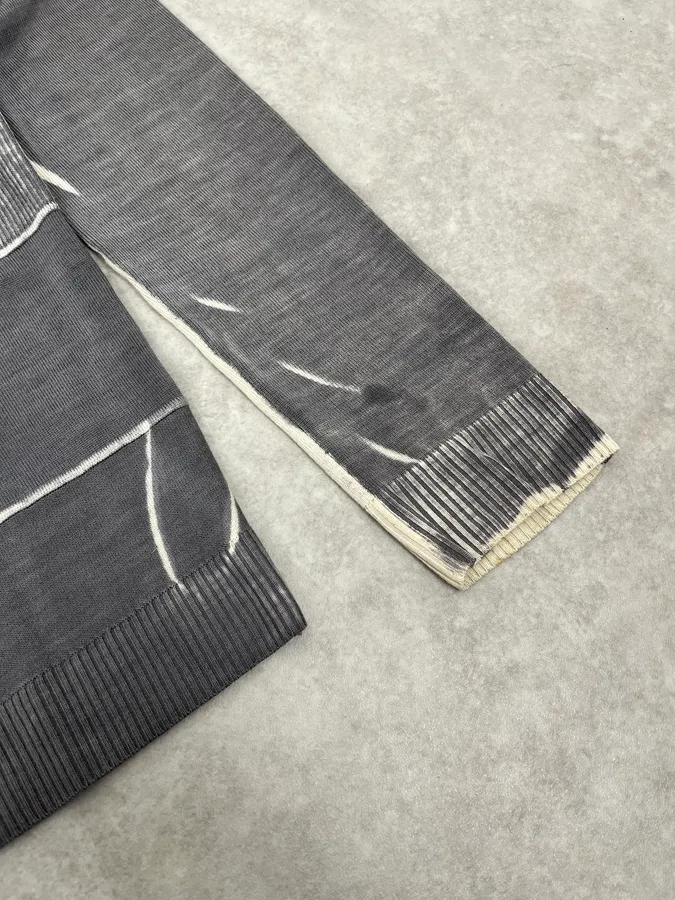 2000s Cavalli Two Tone Grey & Cream Abstract Turtleneck - Image 6