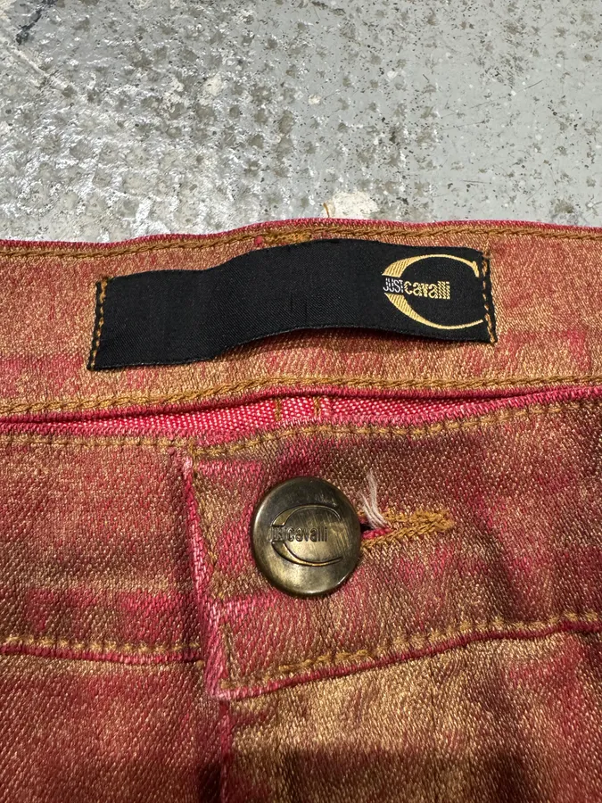 2000s Cavalli Vibrant Golden Aura Pink Pants - Image 10