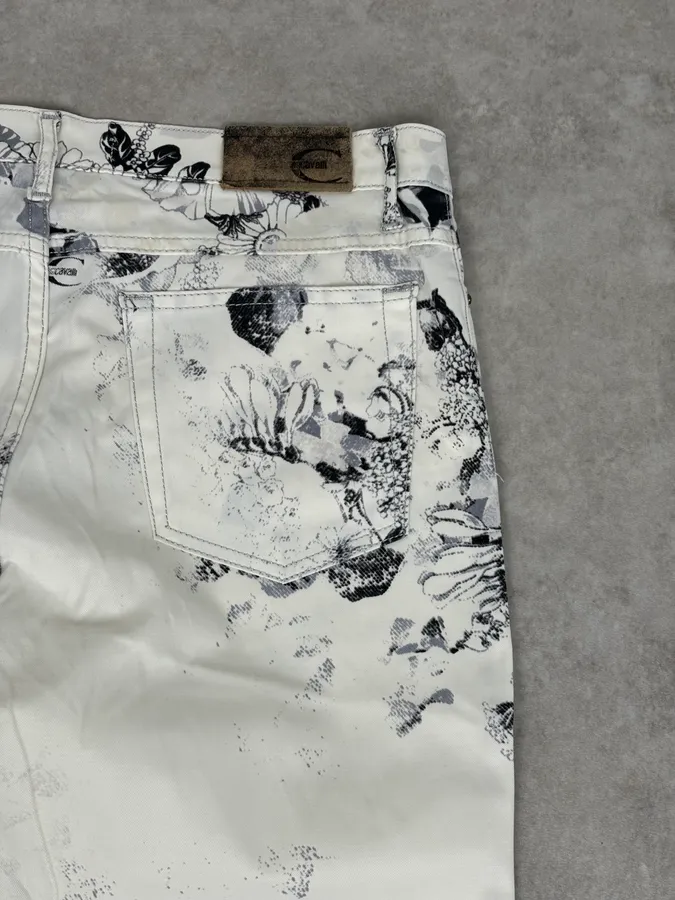 2000s Cavalli White Floral Obscure Cozy Pants - Image 8