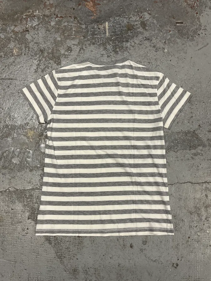 2000s Cavalli White & Grey Dragon Striped T-Shirt - Image 6