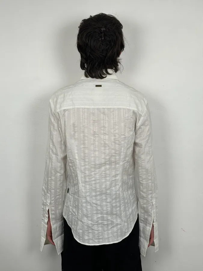2000s Cavalli White Signature Striped Light Shirt - Image 3