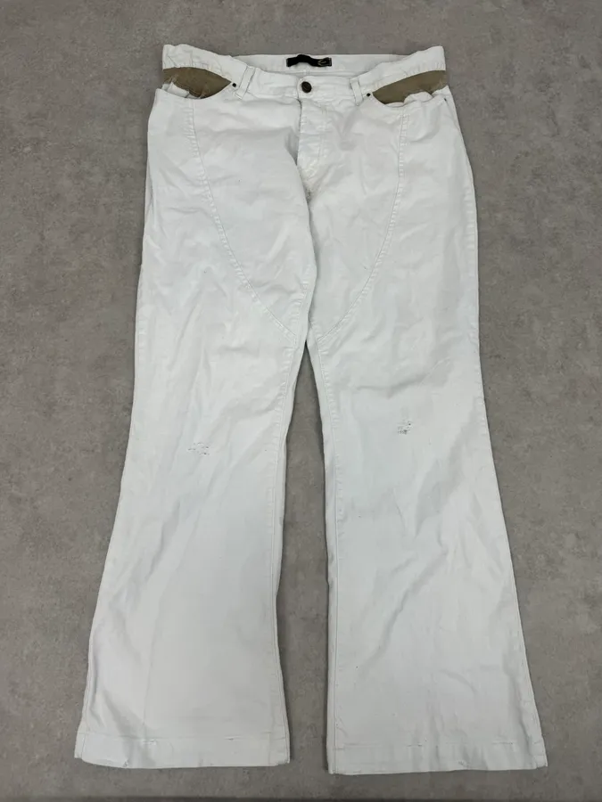 2000s Cavalli White Vertical Pants - Image 5