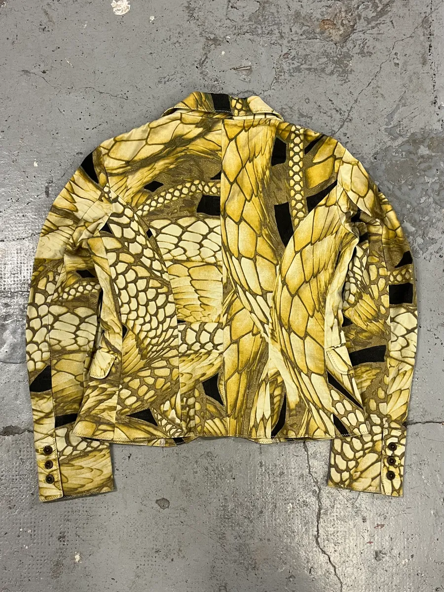 2000s Cavalli Yellow Fish Scales Blazer Jacket - Image 6