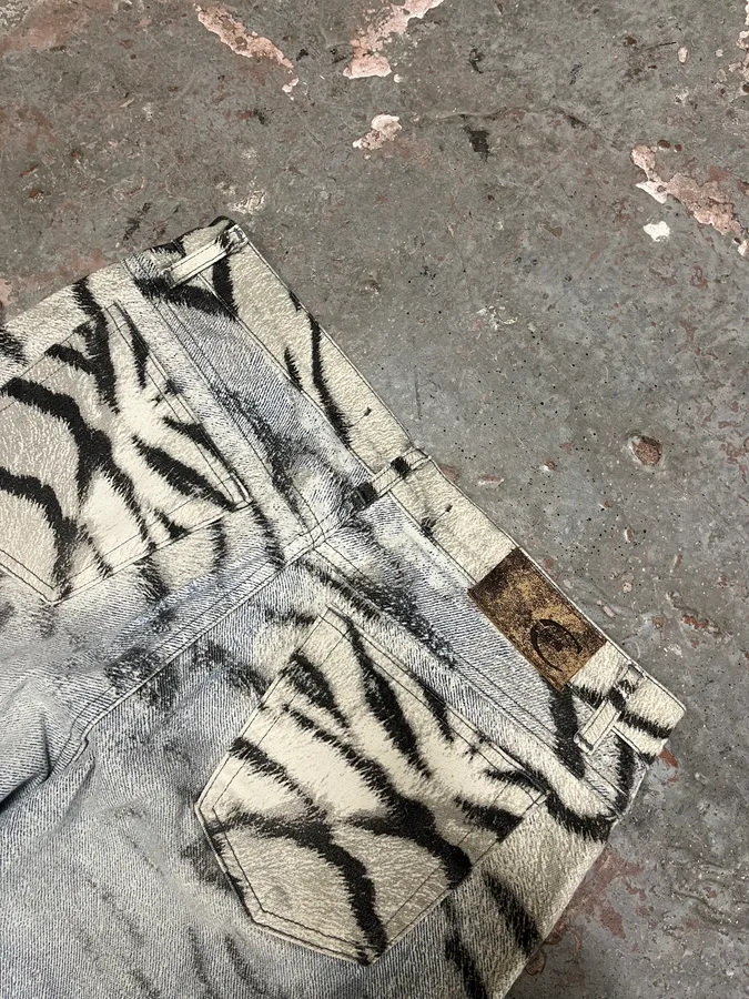 2000s Cavalli Zebra Blue Savage Pants - Image 8