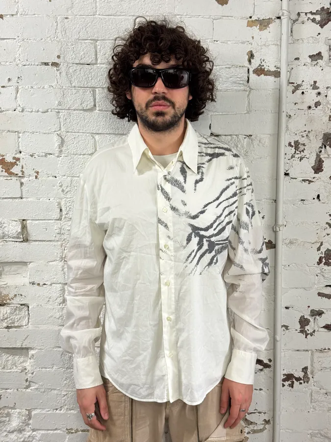 2000s Cavalli Zebra Shoulder White Shirt