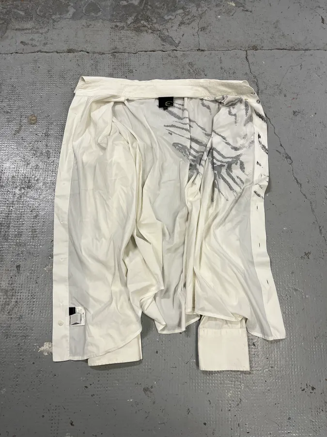 2000s Cavalli Zebra Shoulder White Shirt - Image 10