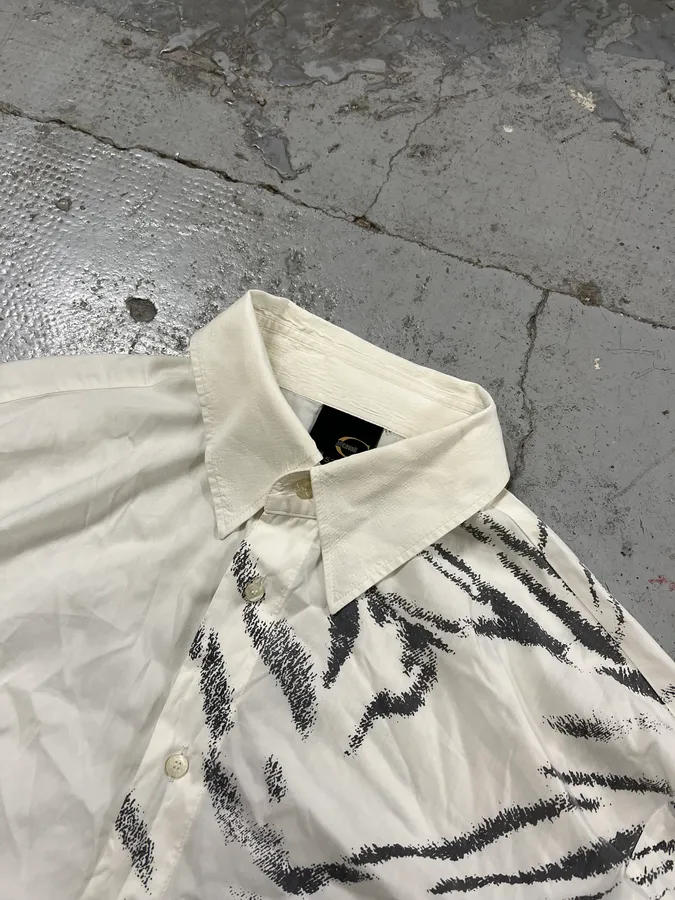 2000s Cavalli Zebra Shoulder White Shirt - Image 5