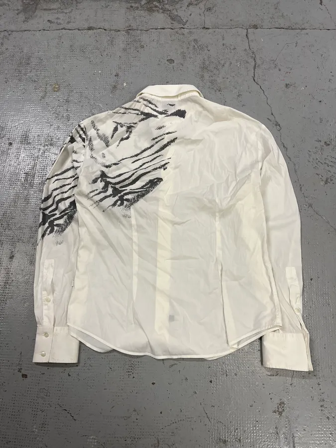 2000s Cavalli Zebra Shoulder White Shirt - Image 7