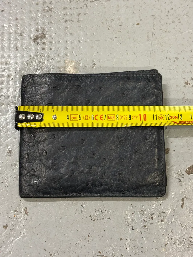 2000s Celine Black Ostrich Embossed Leather Wallet - Image 9
