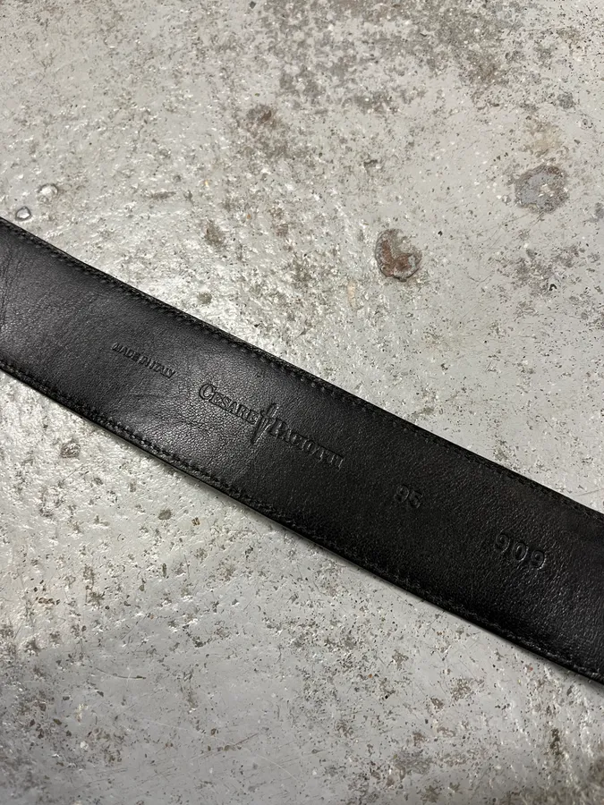 2000s Cesare Paciotti Dagger Black Leather Belt - Image 9