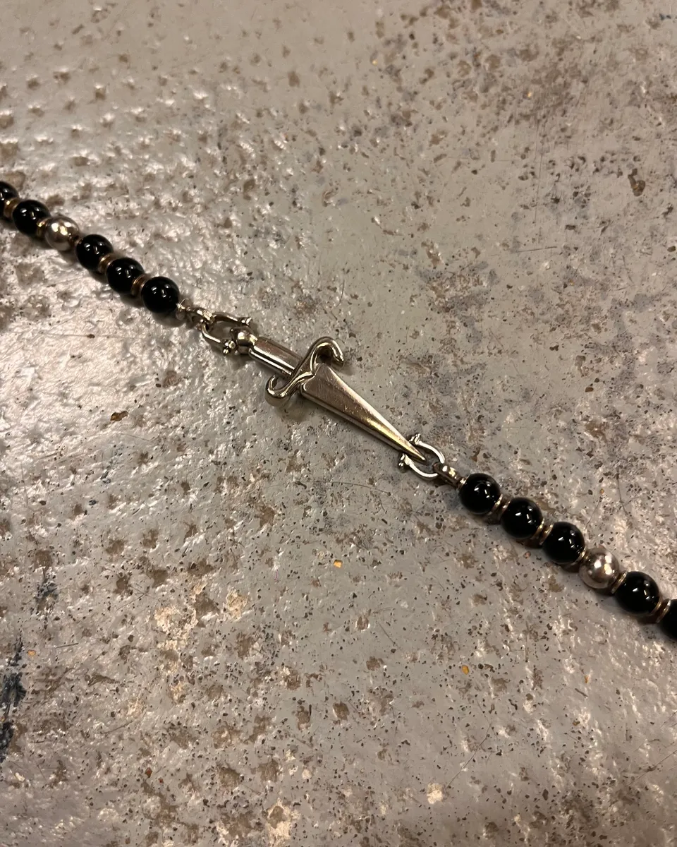 2000s Cesare Paciotti Dagger Black Pearls Silver Bracelet - Image 5