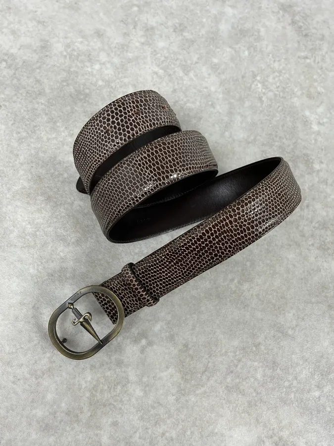 2000s Cesare Paciotti Dagger Brown Leather Scale Belt - Image 3