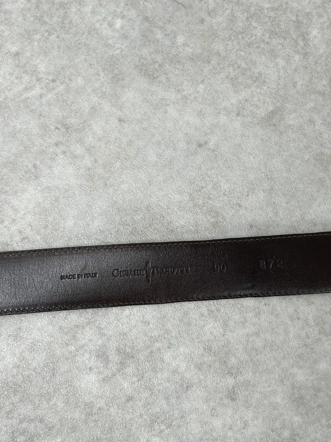 2000s Cesare Paciotti Dagger Brown Leather Scale Belt - Image 6