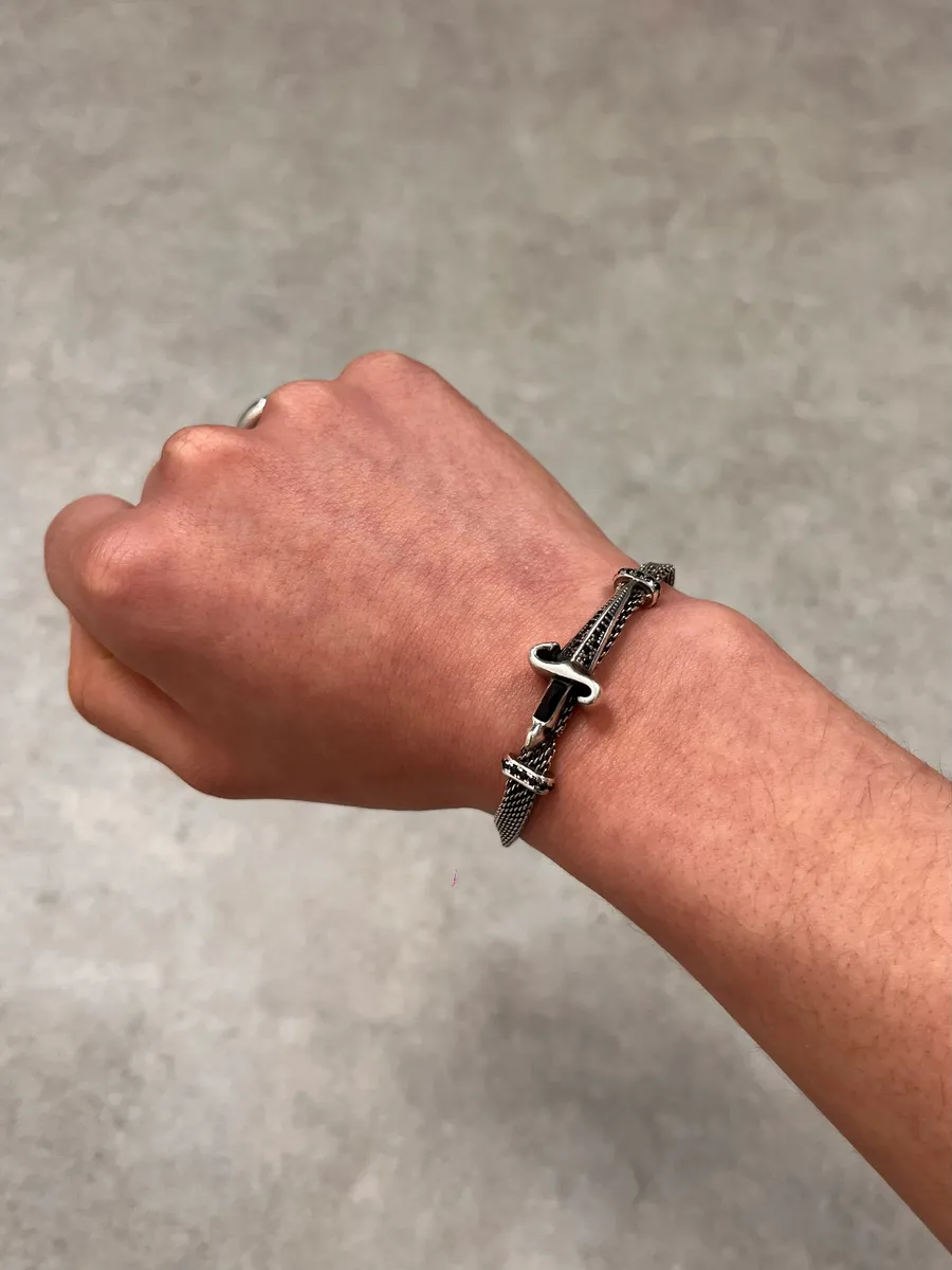 2000s Cesare Paciotti Dagger Silver Bracelet