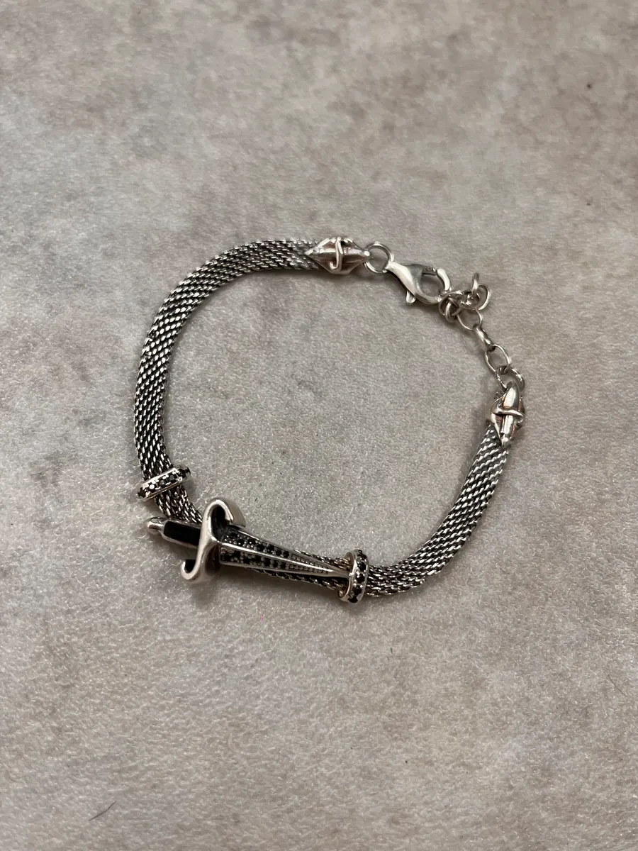 2000s Cesare Paciotti Dagger Silver Bracelet - Image 2